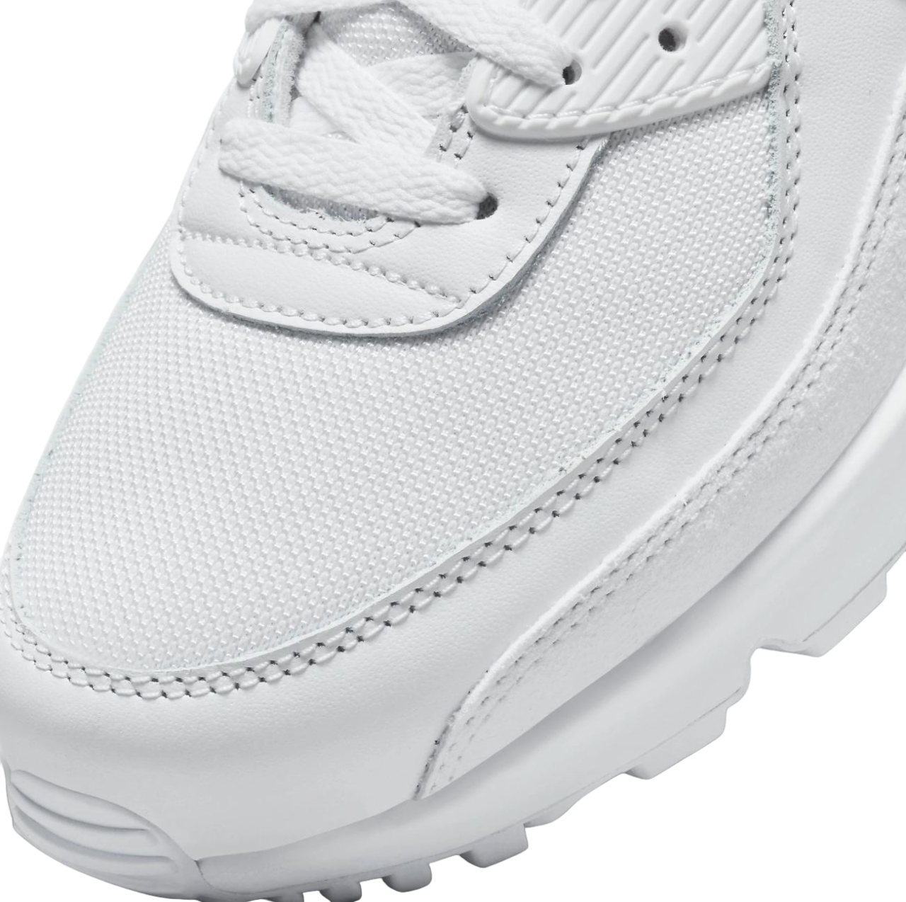 Mens Nike Air Max 90 Premium Triple White Athletic Shoes