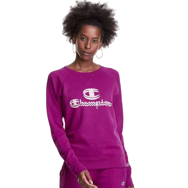 Womens Champion Powerbend Venture Pink Classic Crew Neck Jumper