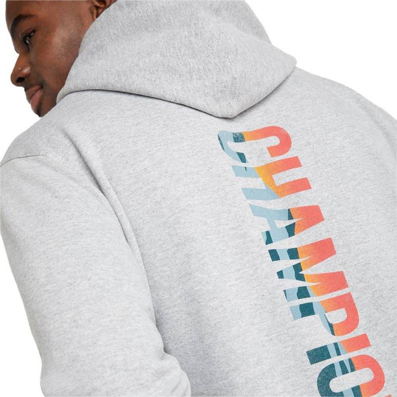 Mens Champion Powerblend Oxford Gray Graphic Hoodie