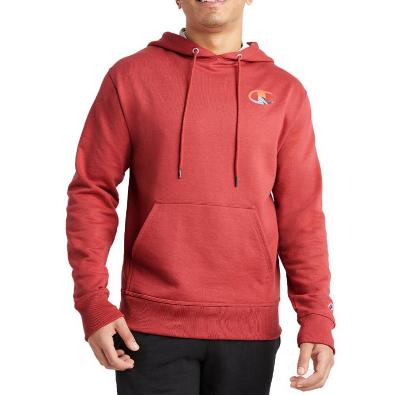 Mens Champion Powerblend Redwood Red Graphic Hoodie