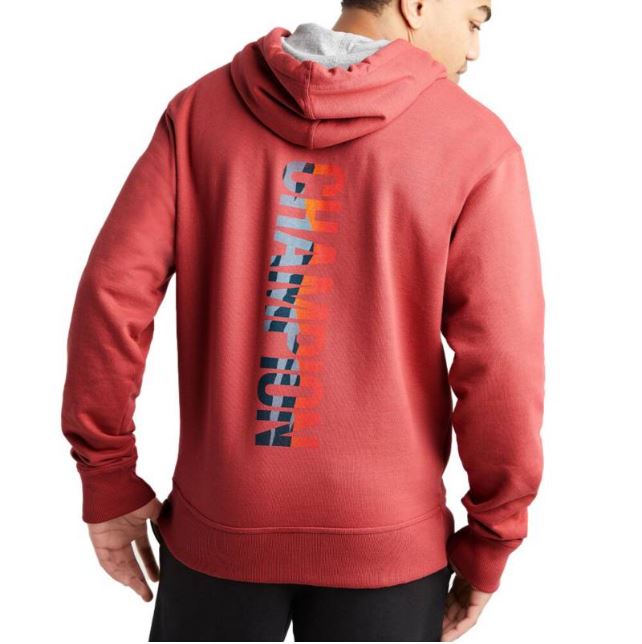 Mens Champion Powerblend Redwood Red Graphic Hoodie