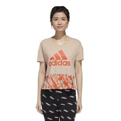 2 x Adidas Womens Beige U4u Cropped Athletic Tee T-Shirt