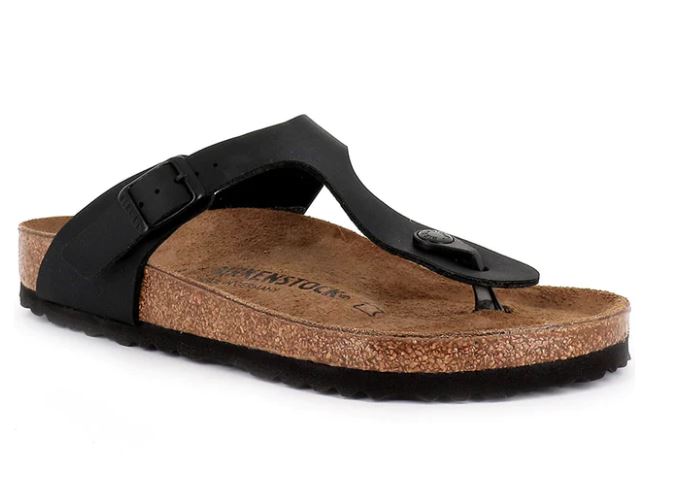 Mens Birkenstock Gizeh Birko-Flor Black Slip On Sandals