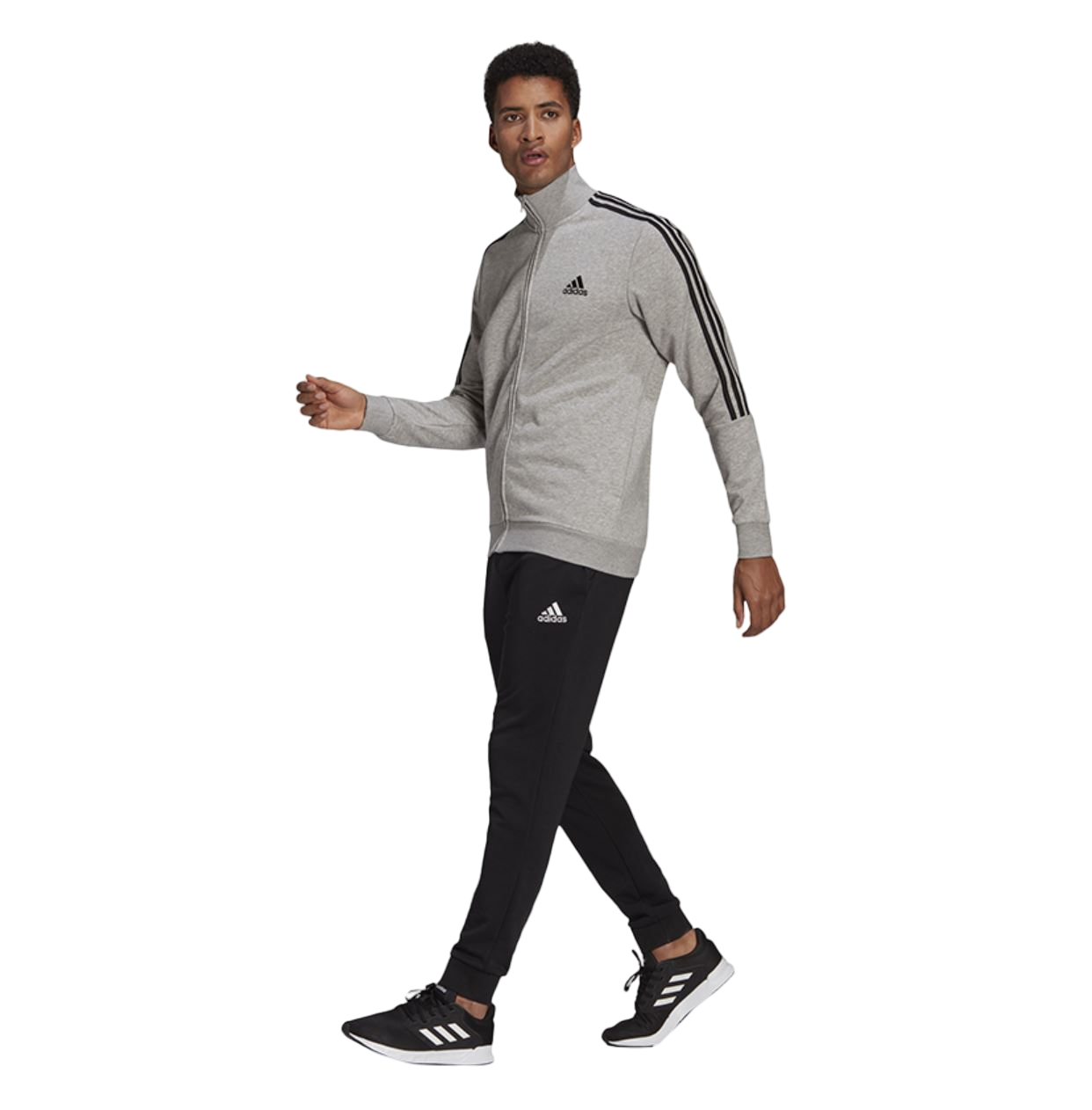 Adidas Mens Aeroready Essentials 3 Stripes Grey/Black Tracksuit