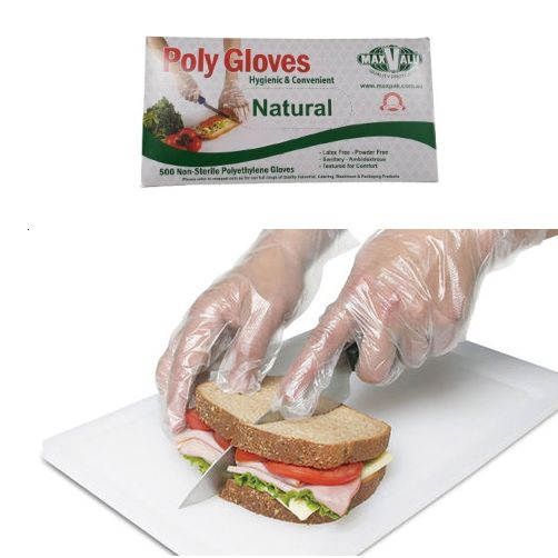 500 Pcs X Disposable Clear Poly Gloves Non-Sterile Polyethylene Latex Free