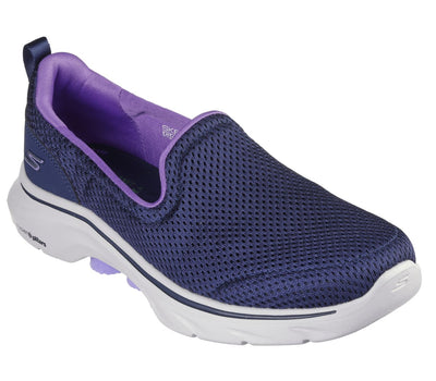 Womens Skechers Go Walk 7- Razi  Navy/ Lavender Walking Shoes