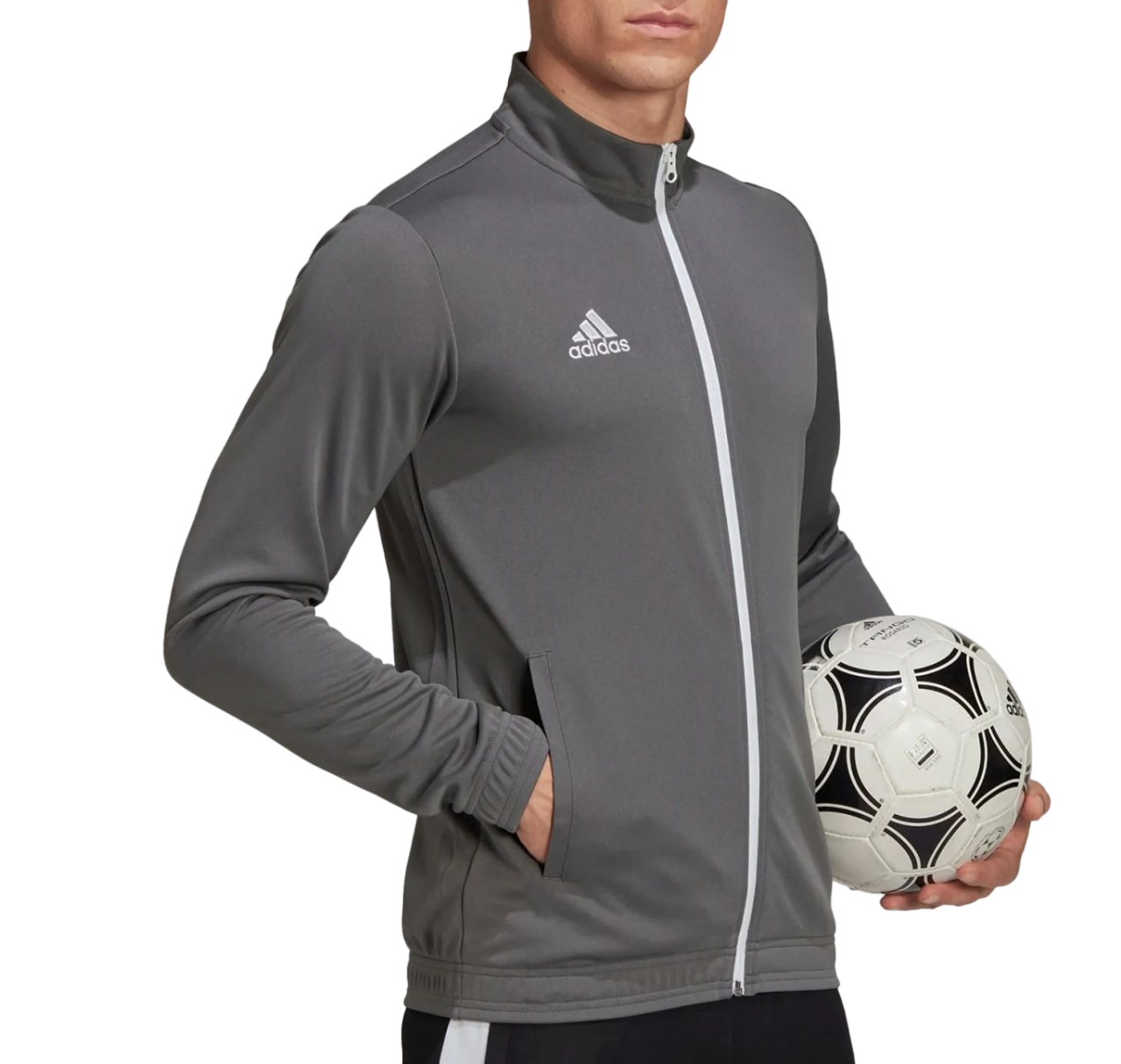 Adidas Mens Entrada 22 Track Top Grey/White Football Jacket