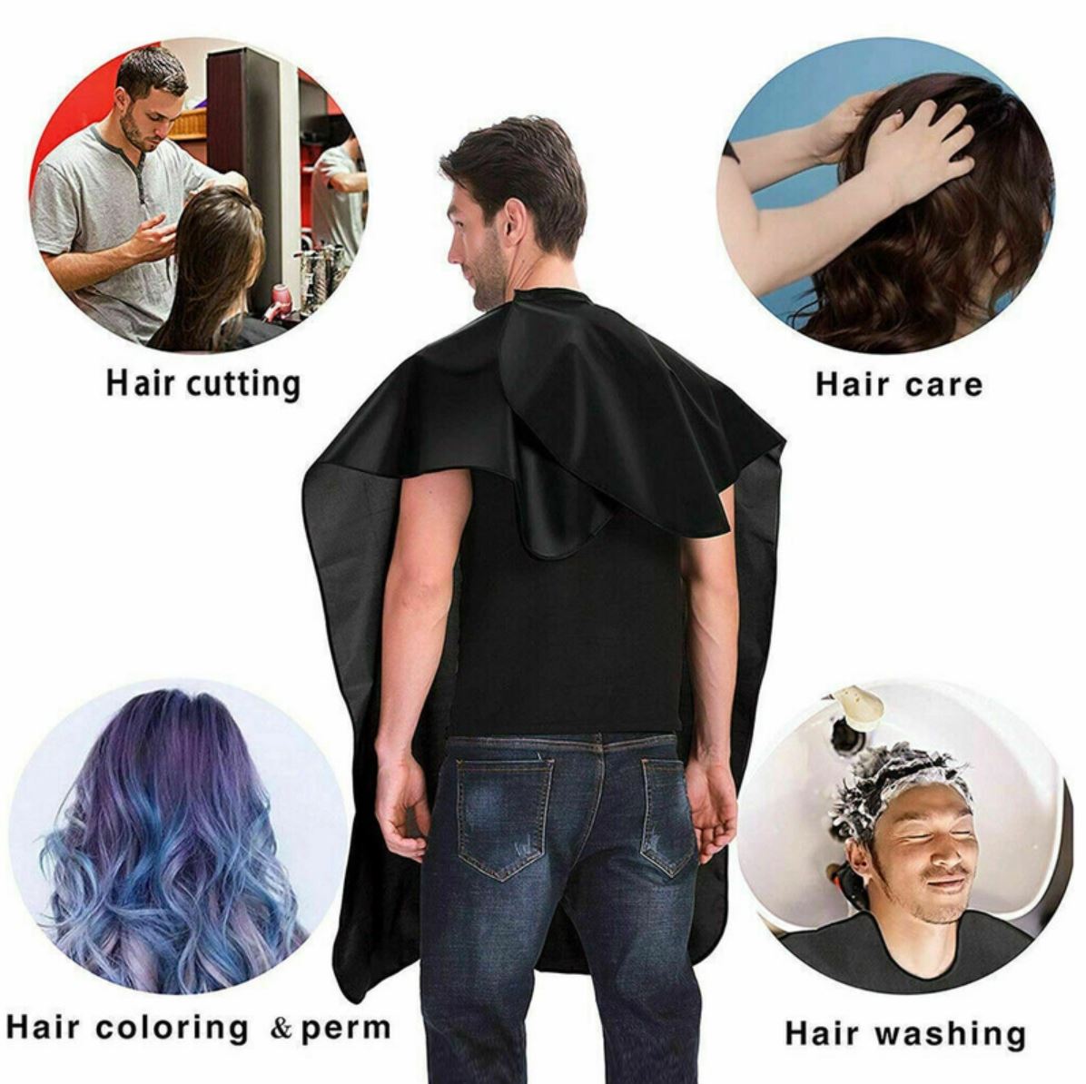 3 x Black Hairdressing Hair Cutting Cape Barber Hairdresser Salon Gown