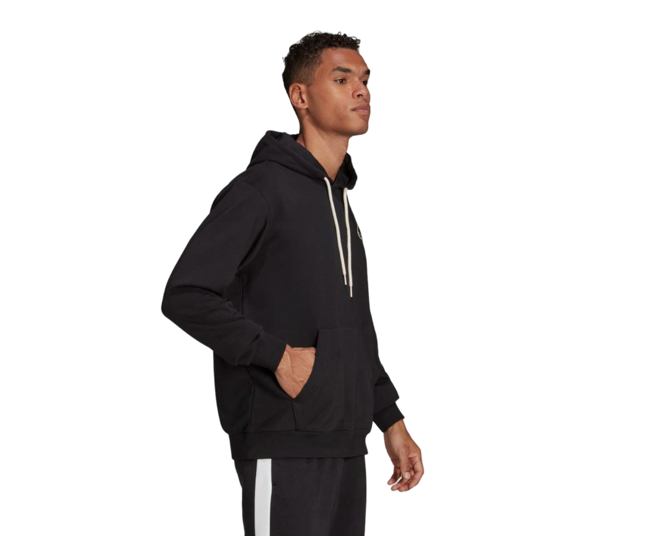 Adidas Mens Essentials Feel Comfy Black French Terry Logo Hoodie