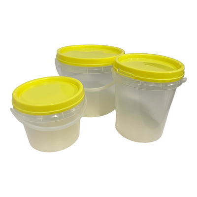 Bulk 100 x Honey Bucket with Lid - 0.8L 1.2L 2.2L Clear Tamper Proof Plastic Tub