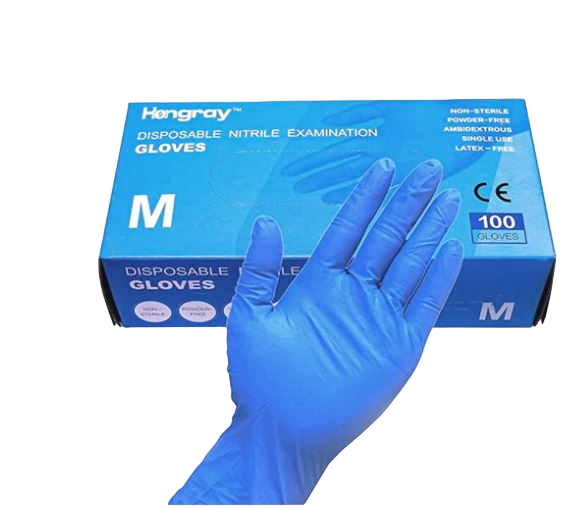 100 Pcs X Disposable Nitrile Examination Blue Powder-Free Gloves - Medium