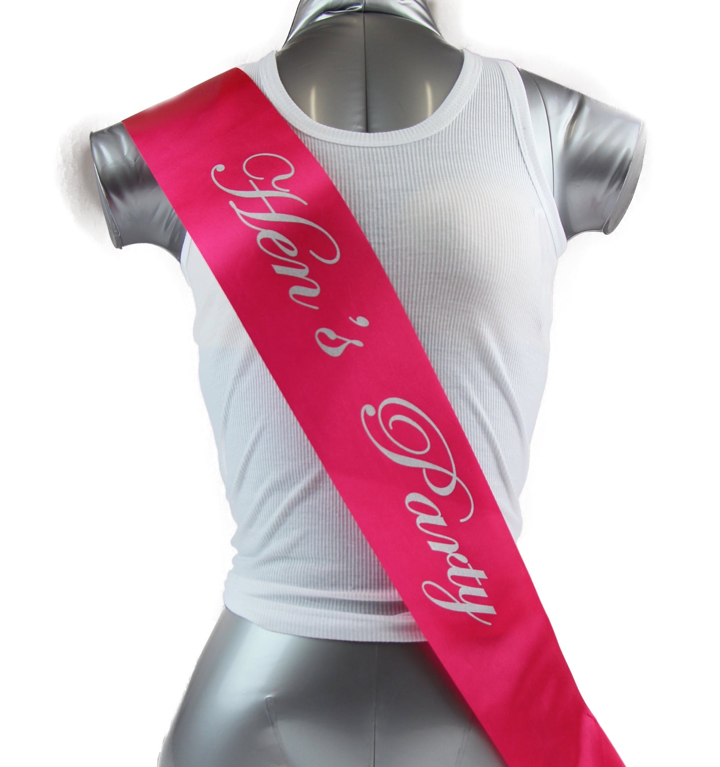 Sashes Hens Sash Party Bridal Hot Pink/Silver - Hen's Party