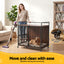 i.Pet 2-in-1 Wooden Dog Crate 99cm Pet Cage Furniture End Table Wheels Black