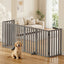 i.Pet Dog Gate Playpen Enclosure 6 Panels Pet Door Fence Wooden Play Pen Stair