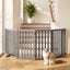 i.Pet Dog Gate Playpen Enclosure 6 Panels Pet Door Fence Wooden Play Pen Stair