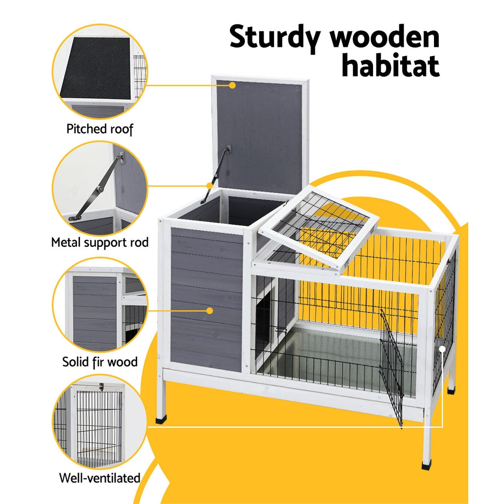 i.Pet Rabbit Hutch Wooden Ferret Cage Habitat House Outdoor Large