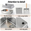 i.Pet XXL Cat Litter Box Stainless Steel Jumbo Semi-Enclosed Pet Kitty Toilet Grey