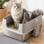 i.Pet XXL Cat Litter Box Stainless Steel Jumbo Semi-Enclosed Pet Kitty Toilet Grey