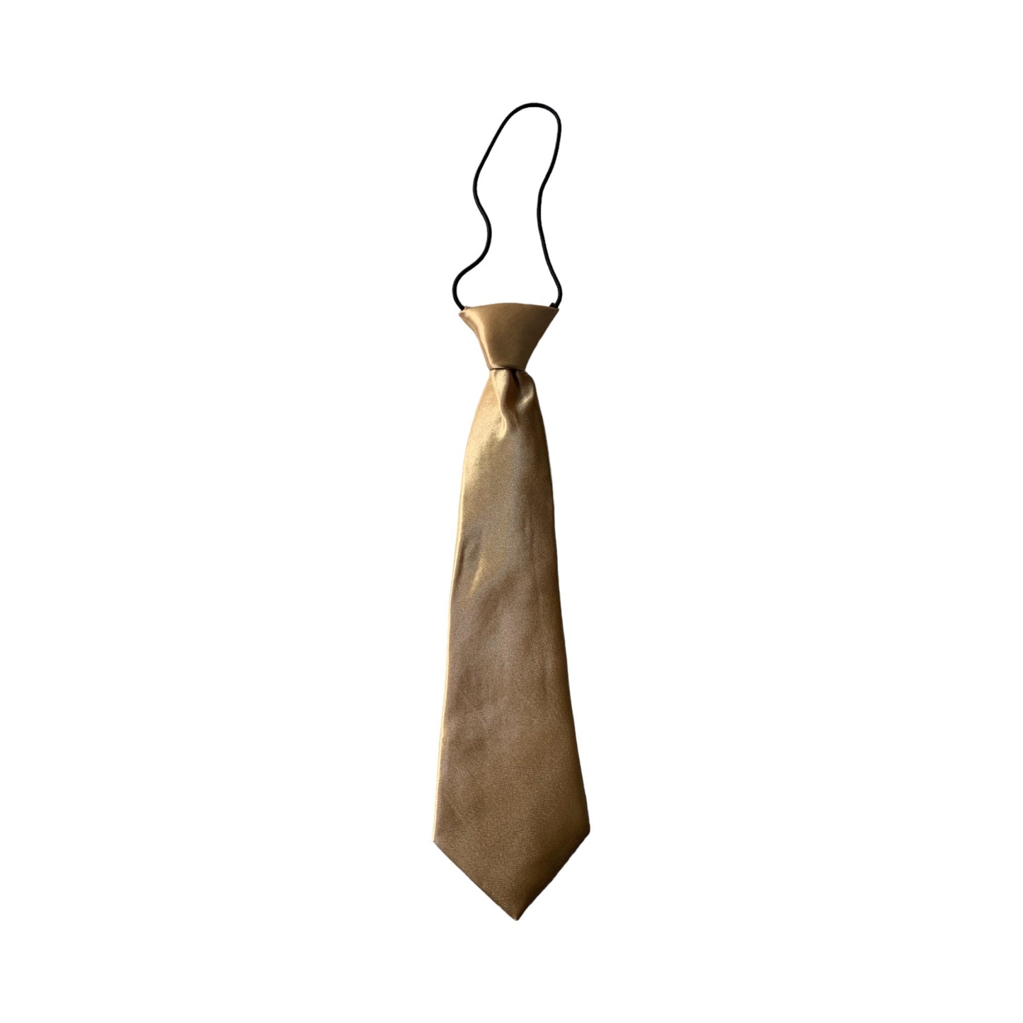 Kids Boys Gold Elastic Plain Neck Tie