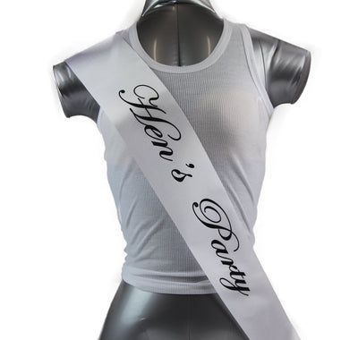 Sashes Hens Sash Party Bridal White/Black - Hen's Party