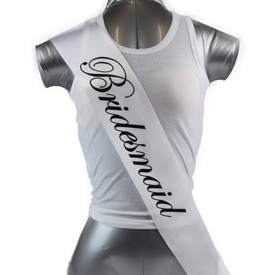 Sashes Hens Night Party White/Black - Bridesmaid