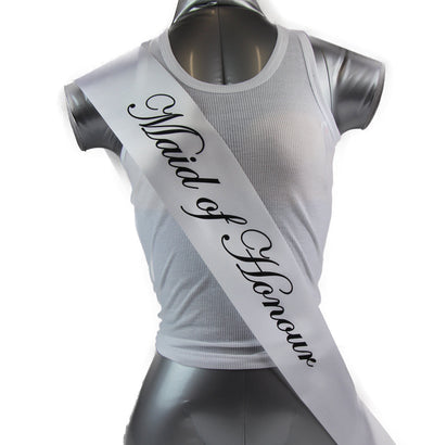 Sashes Hens Sash Party White/Black - Maid Of Honour