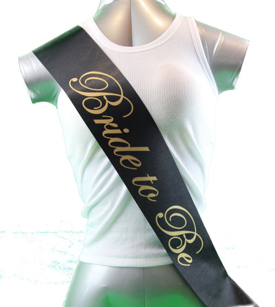 Sashes Hens Sash Party Black/Gold - Bride To Be