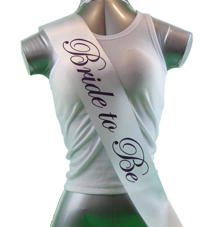 Sashes Hens Sash Party White/Purple - Bride To Be