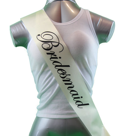 Sashes Hens Night Party Ivory/Black - Bridesmaid