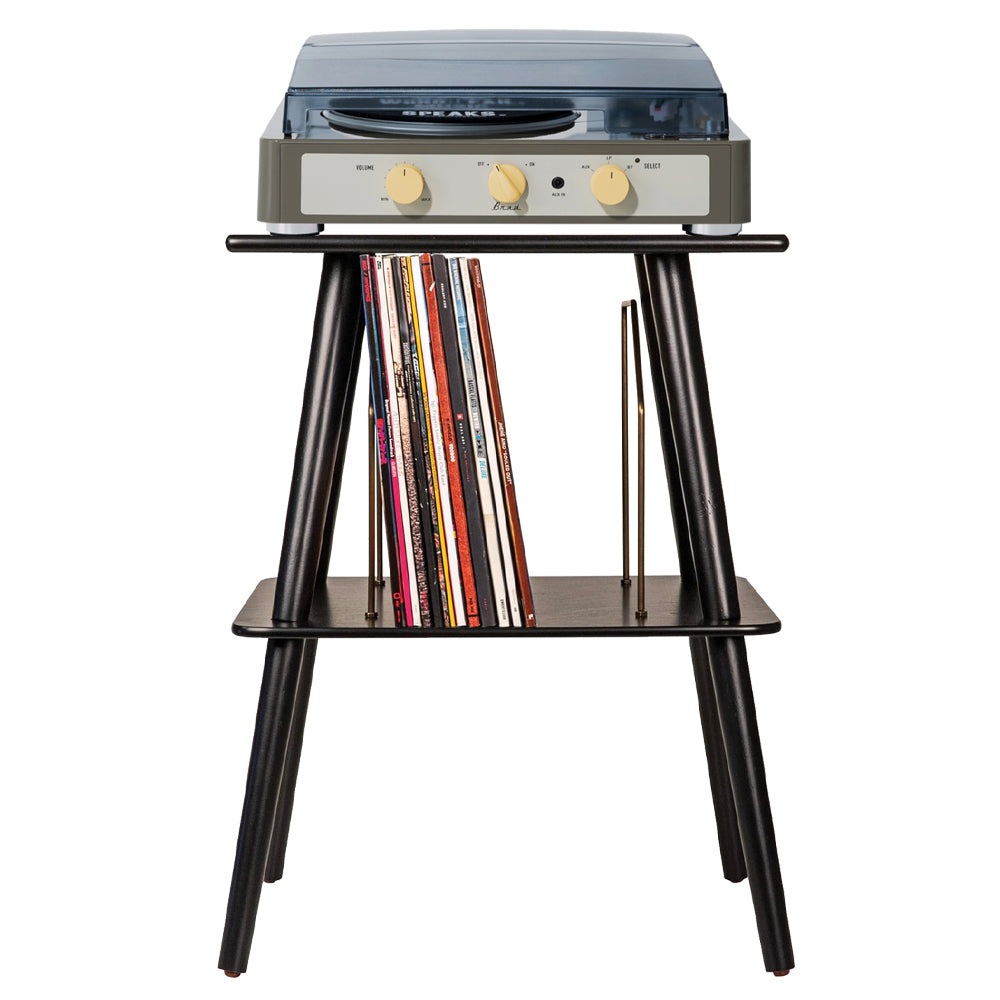 Gadhouse Brad MKII Record Player - Grey + Entertainment Stand Bundle - Black