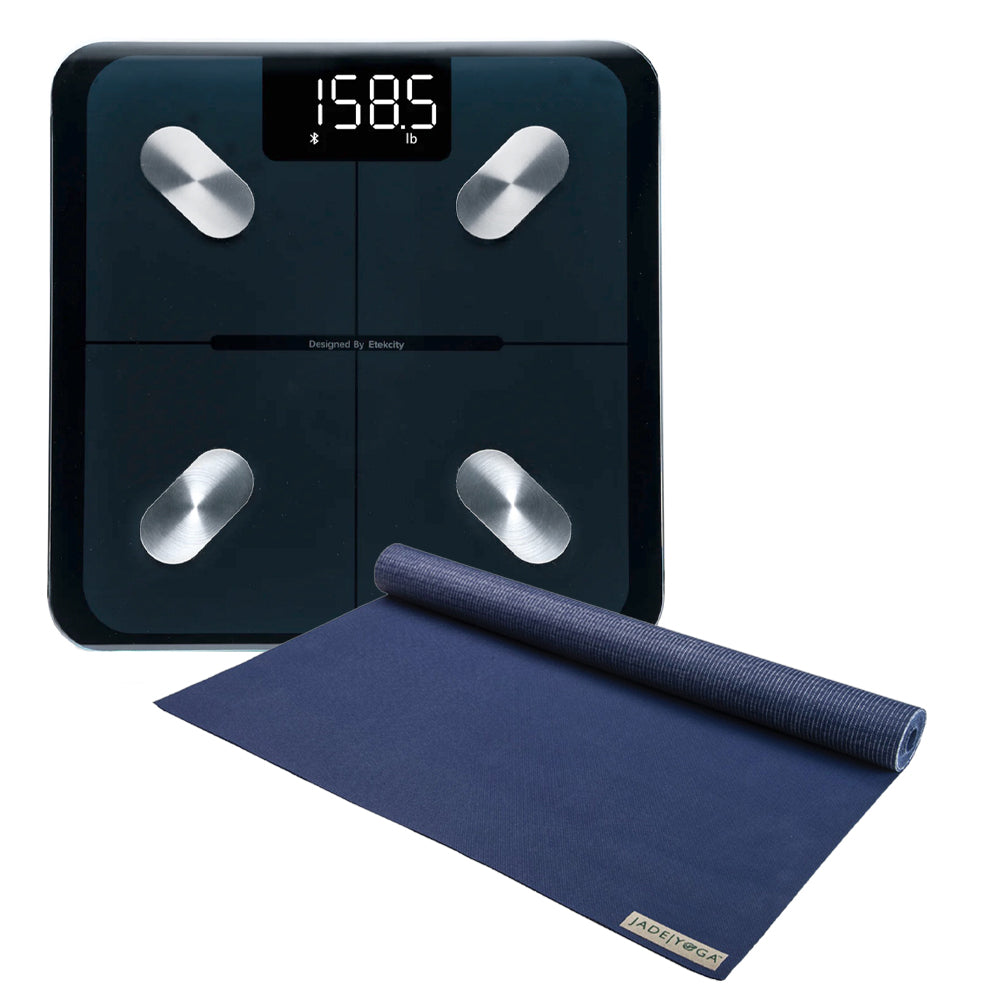 Jade Yoga Voyager Mat - Midnight & Etekcity Scale for Body Weight and Fat Percentage - Black Bundle