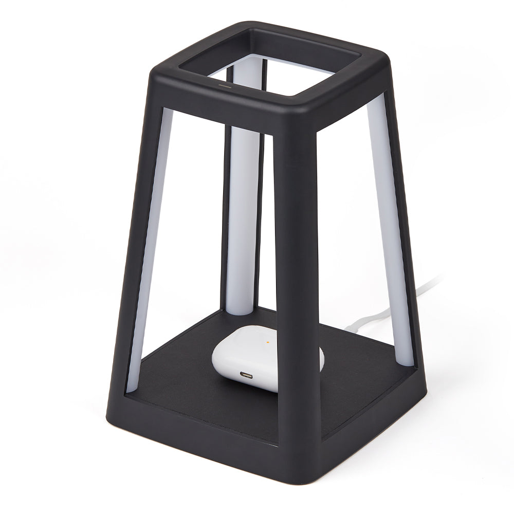 Lexon Lantern Portable Lamp With Built-In Wireless Charger - Black