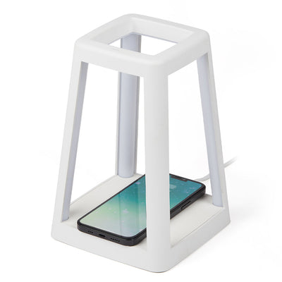 Lexon Lantern Portable Lamp With Built-In Wireless Charger - White