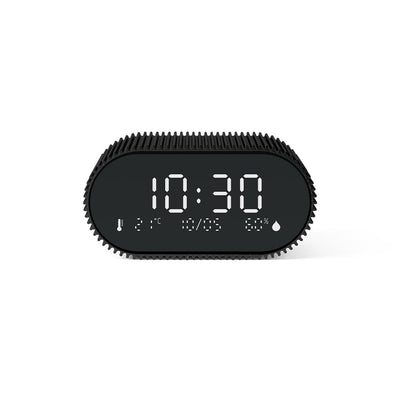 Lexon Ray Clock Lcd Alarm Clock With Temperature / Humidity Display - Black