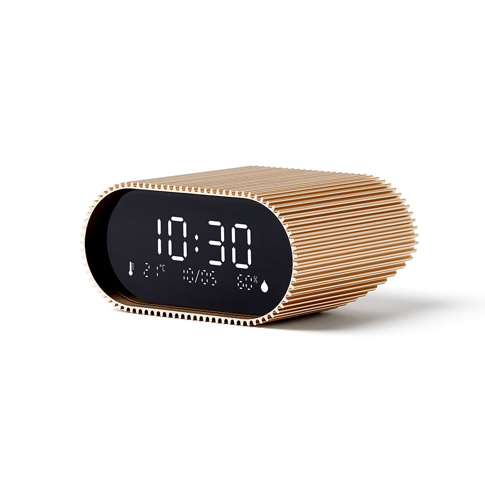 Lexon Ray Clock Lcd Alarm Clock With Temperature / Humidity Display - Gold