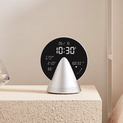 Lexon Conic Radio Alarm Clock With Fm & Built-In Bluetooth Speaker - Alu Polish