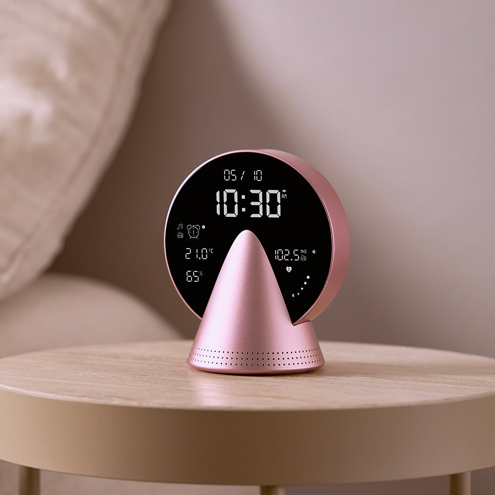 Lexon Conic Radio Alarm Clock With Fm & Built-In Bluetooth Speaker - Pink