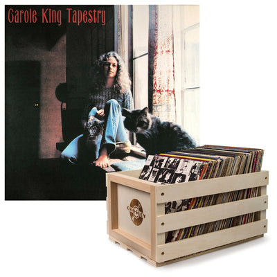 Crosley Record Storage Crate & Carole King Tapestry Vinyl Album Bundle