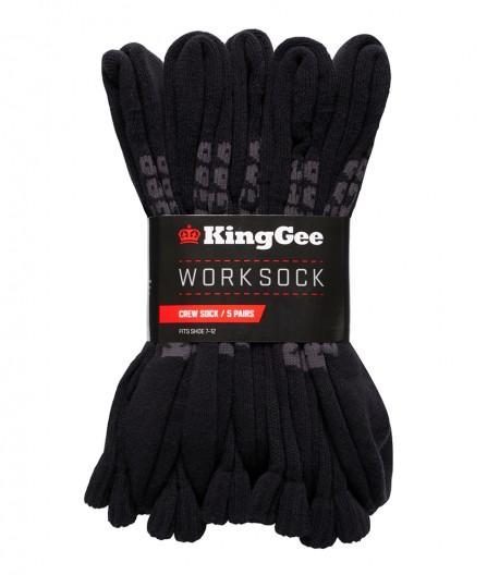 15 X Kinggee Work Socks Black Crew