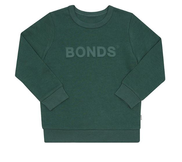 3 x Bonds Kids Tech Sweats Pullover Jumper Green