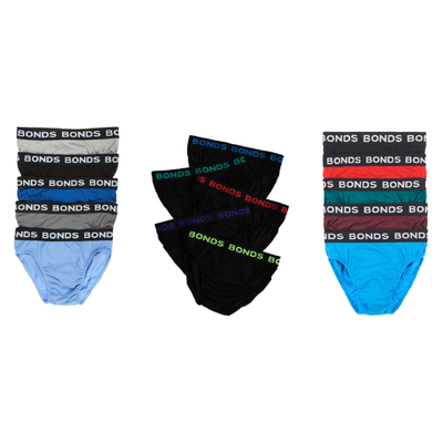 Bonds Mens 5 Pairs Hipster Underwear Mens Briefs Black Red Blue S M L Xl Xxl