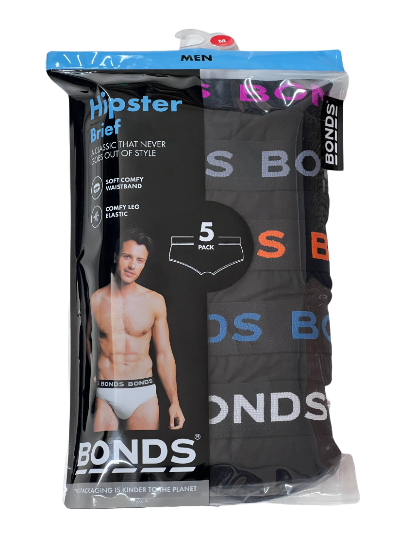 Mens Bonds 5 Pairs Hipster Brief Underwear Mens Briefs Size + Tracking