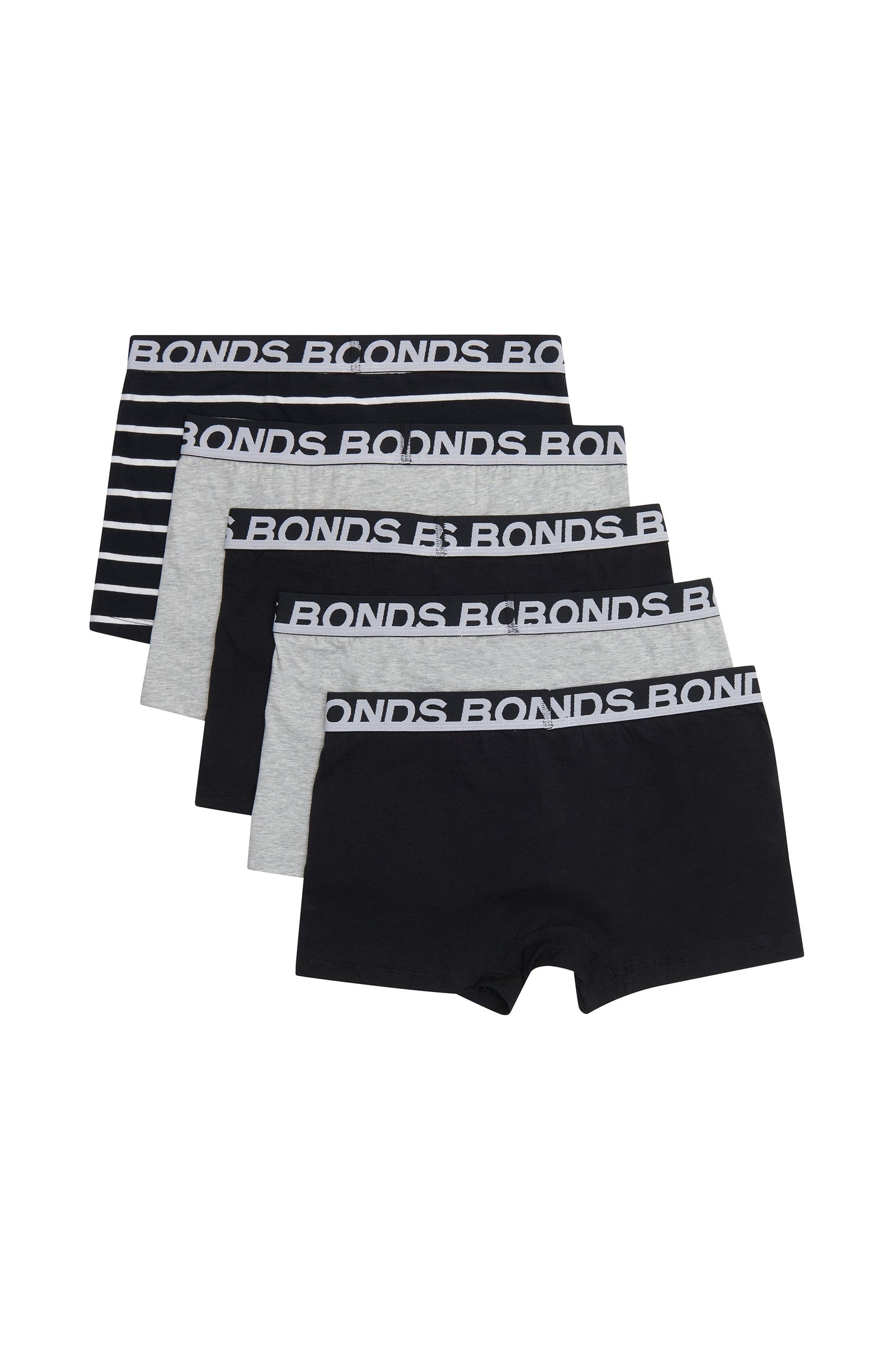 20 X Bonds Mens Everyday Trunks Underwear Black Stripe/Grey/Black