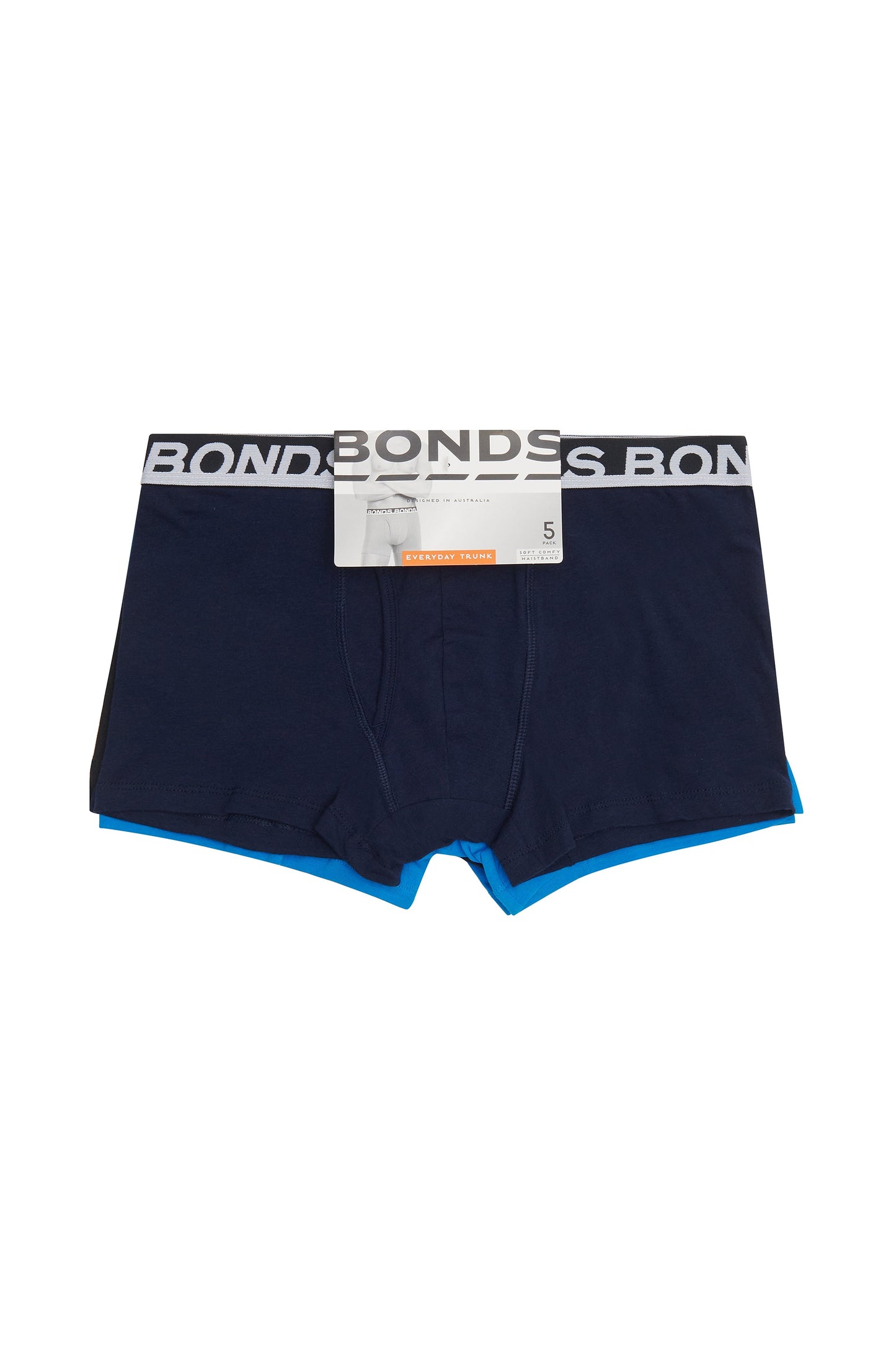 5 x Bonds Mens Everyday Trunks Underwear Black / Navy / Blue