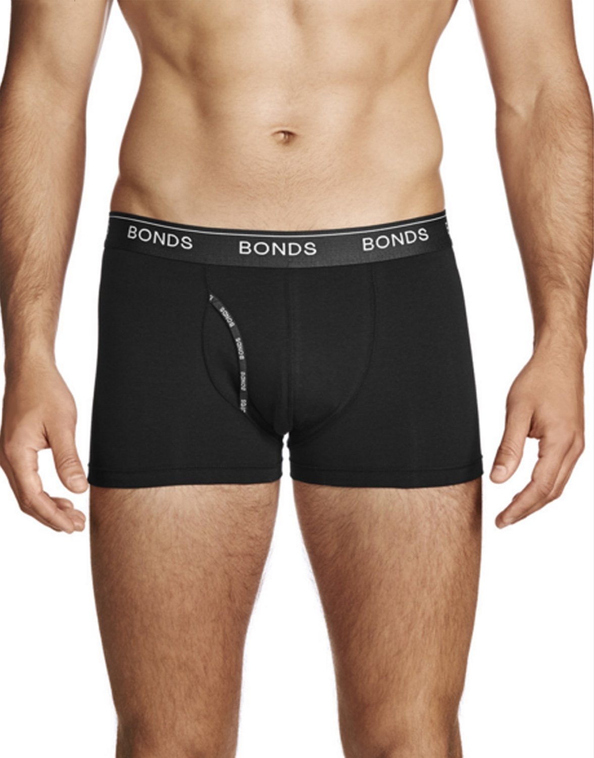 18 X Bonds Mens Guyfront Trunks Underwear Black/Grey/Grey Stripe