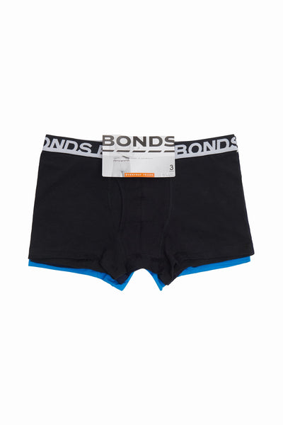 9 x Bonds Mens Everyday Trunks Underwear Black / Navy / Blue