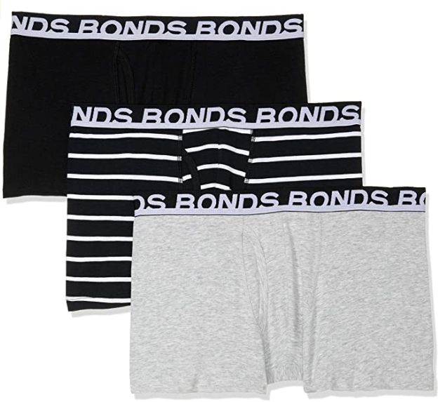 20 X Bonds Mens Everyday Trunks Underwear Black Stripe/Grey/Black