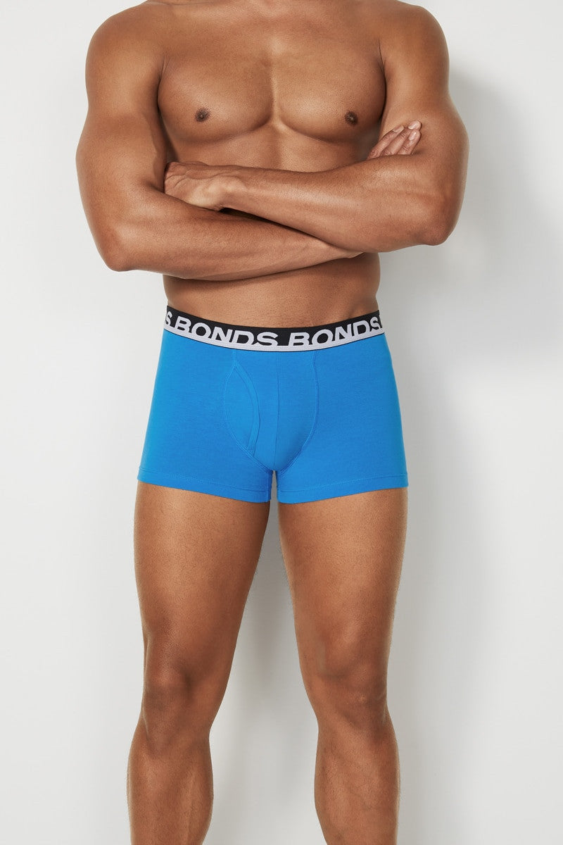 9 x Bonds Mens Everyday Trunks Underwear Black / Navy / Blue