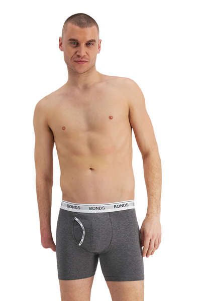 1 x Bonds Mens Guyfront Mid Trunks Underwear Undies Charcoal Marle