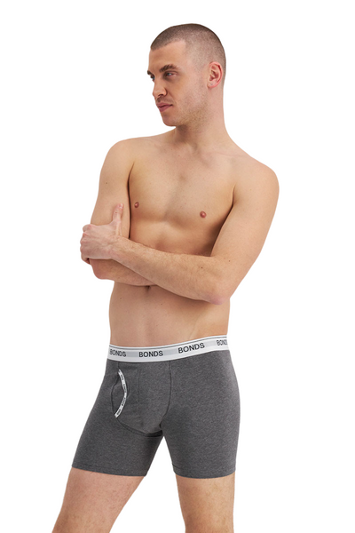 1 x Bonds Mens Guyfront Mid Trunks Underwear Undies Charcoal Marle